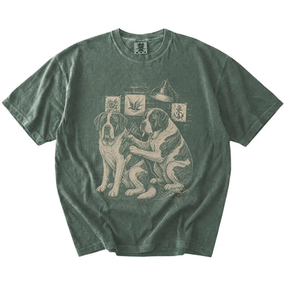 Moss Saint Bernard Tattoo t-shirt laid flat