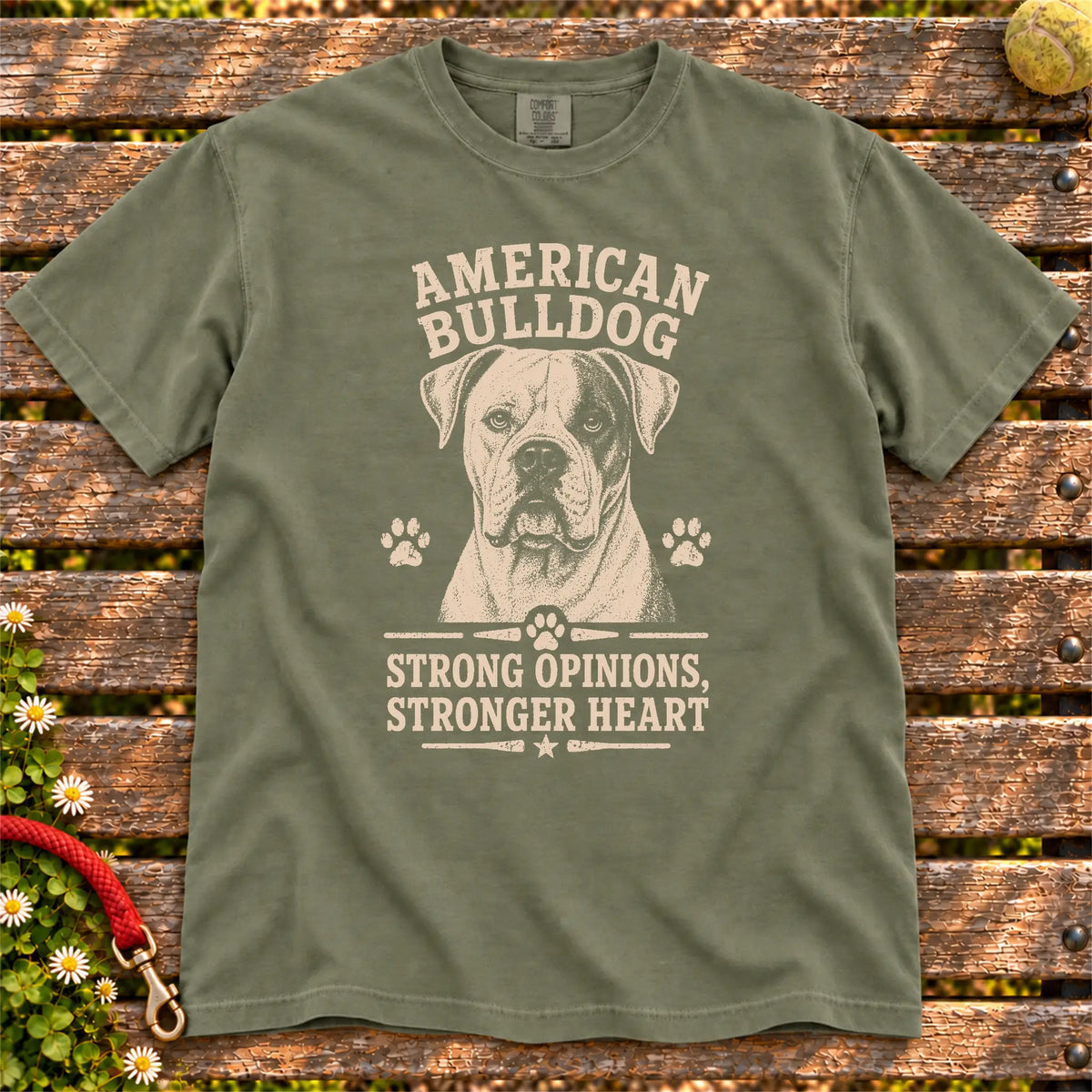 Opinionated American Bulldog T-Shirt in Moss