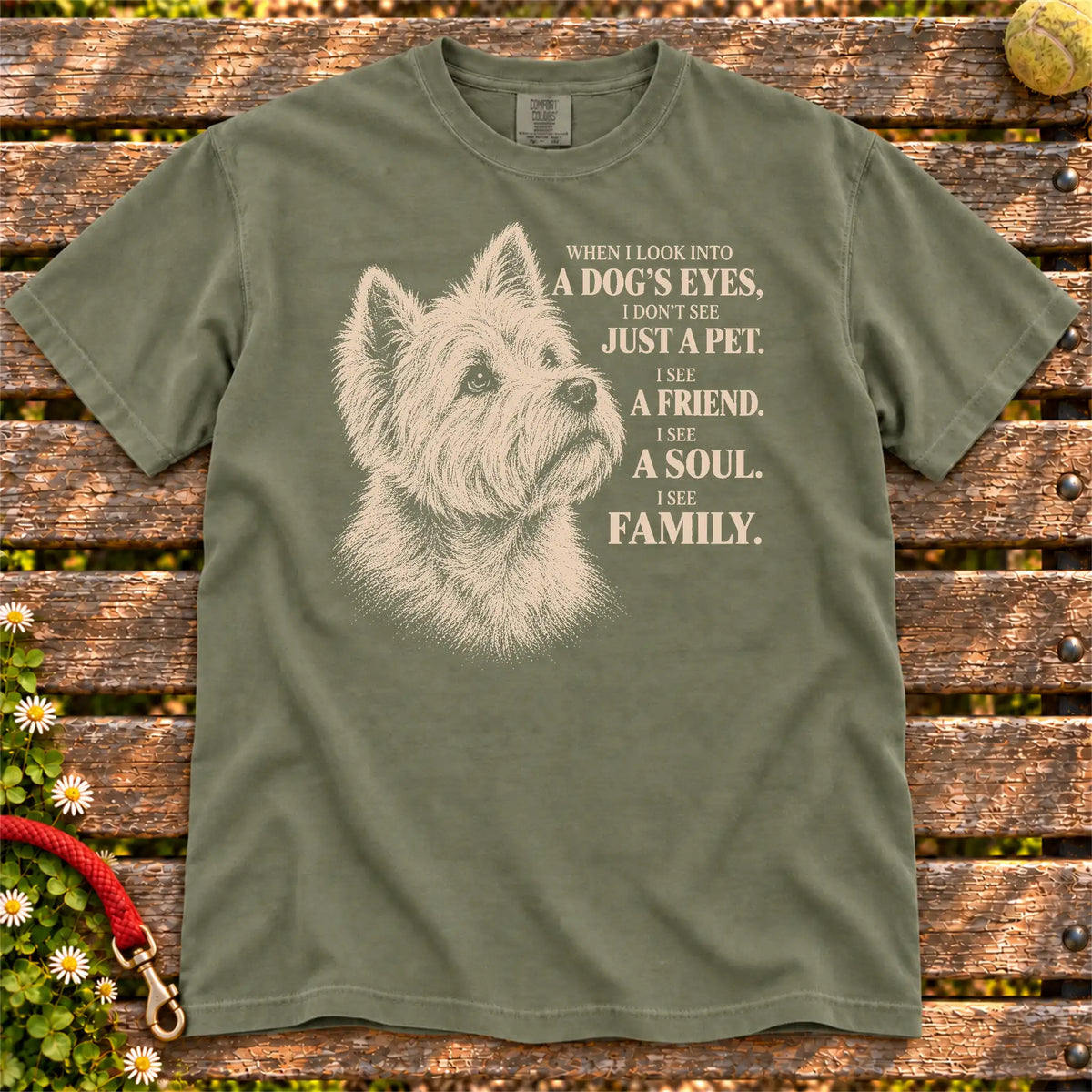 Moss Comfort Colors® T-shirt featuring the Westie More Than a Pet design.