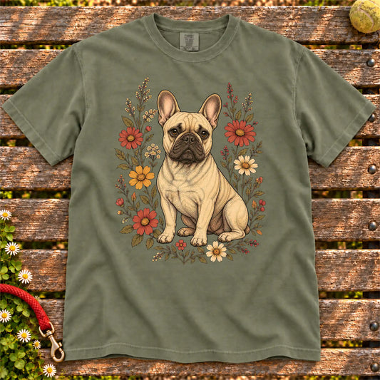 Wildflower French Bulldog T-Shirt in Moss