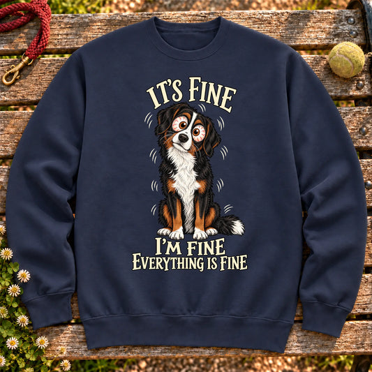 Bernese Mountain Dog Everything Is Fine crewneck sweatshirt in Navy
