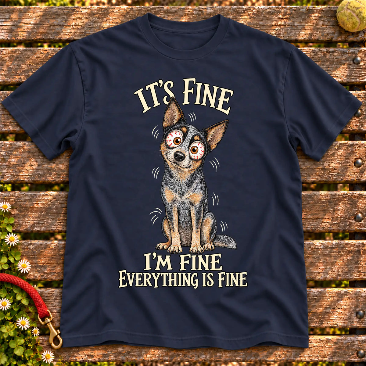 Blue Heeler Everything Is Fine Softstyle T-shirt in Navy