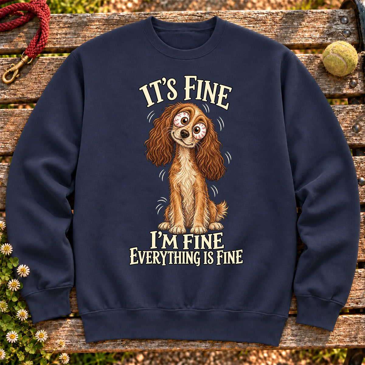 Cocker Spaniel Everything Is Fine crewneck sweatshirt in Navy
