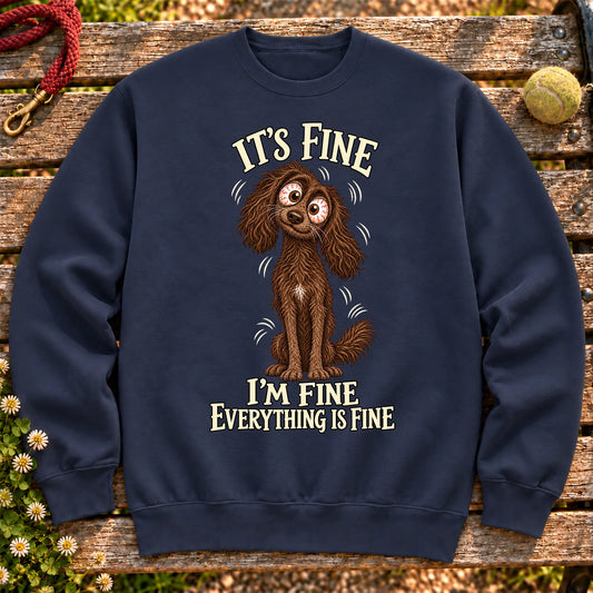Labradoodle Everything Is Fine crewneck sweatshirt in Navy