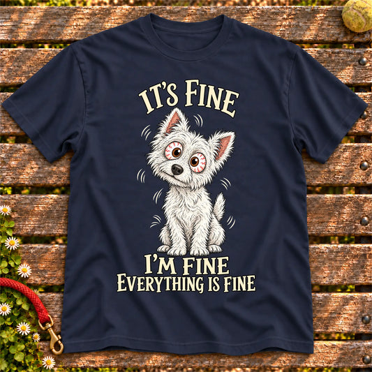 Westie Everything Is Fine Softstyle T-shirt in Navy