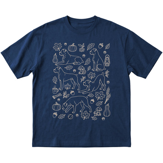 Navy Boxer Fall Leaves shirt laid flat