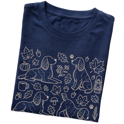 Navy Springer Spaniel Fall Leaves folded detail view