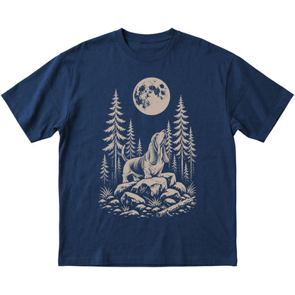 Basset Hound Howling at the Moon softstyle T-shirt in Navy