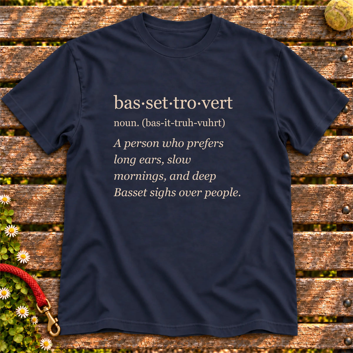 Navy Basset Hound Tro-Vert Softstyle T-shirt