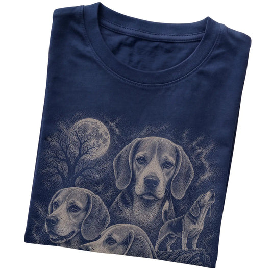 Beagle 90s Moon T-Shirt in Navy — folded detail