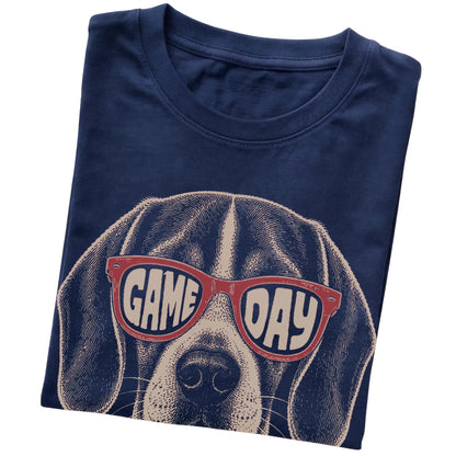 Navy Beagle Game Day Sunglasses T-shirt, folded