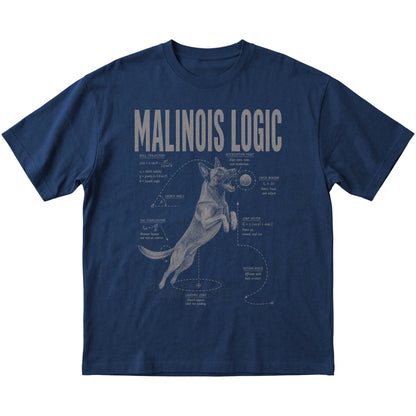 Navy Belgian Malinois Ball Logic T-Shirt laid flat