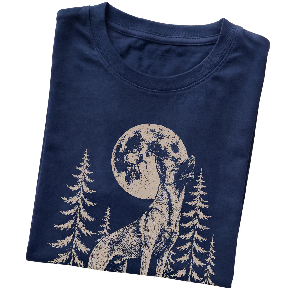 Belgian Malinois Howling at the Moon softstyle T-shirt in Navy