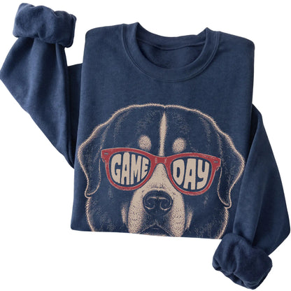 Navy Bernese Mountain Dog Game Day Sunglasses sweatshirt, folded
