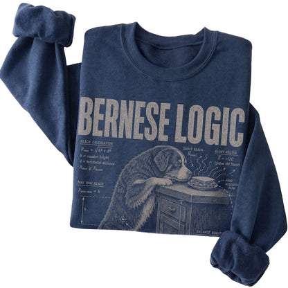 Navy Bernese Mountain Dog Logic sweatshirt folded detail