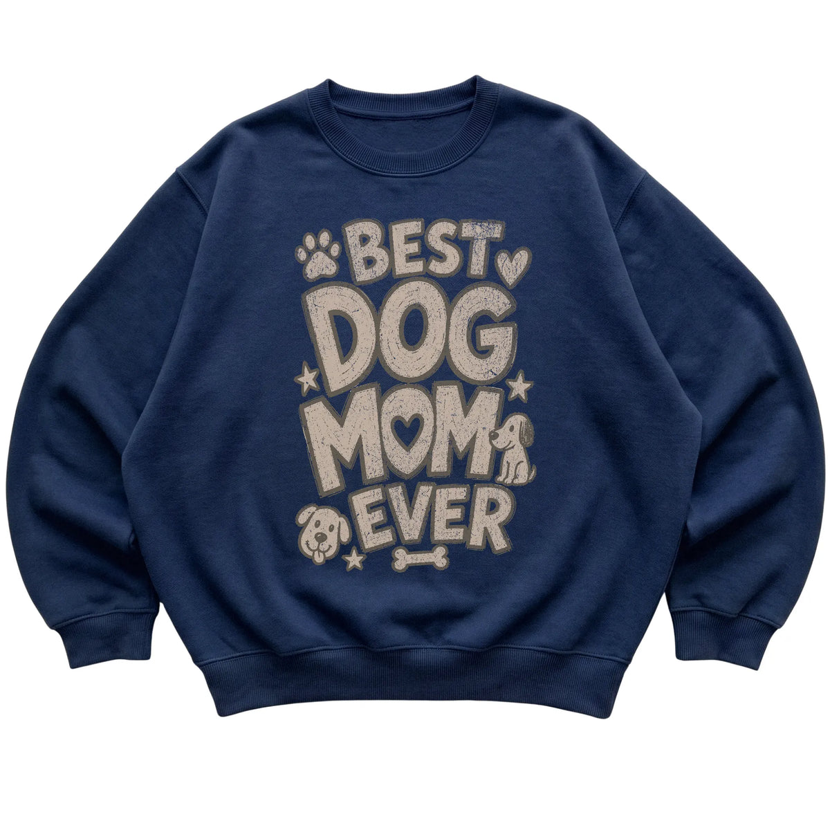 Navy Best Dog Mom Ever laid flat