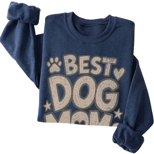 Navy Best Dog Mom Ever folded detail
