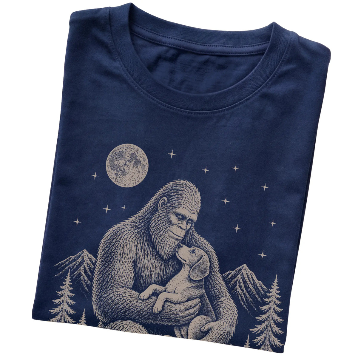 Folded Bigfoot and Beagle T-Shirt in Navy