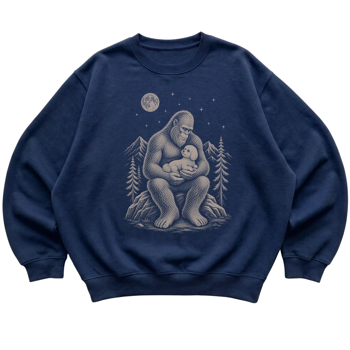 Bigfoot and Bichon Frise Sweatshirt in Navy
