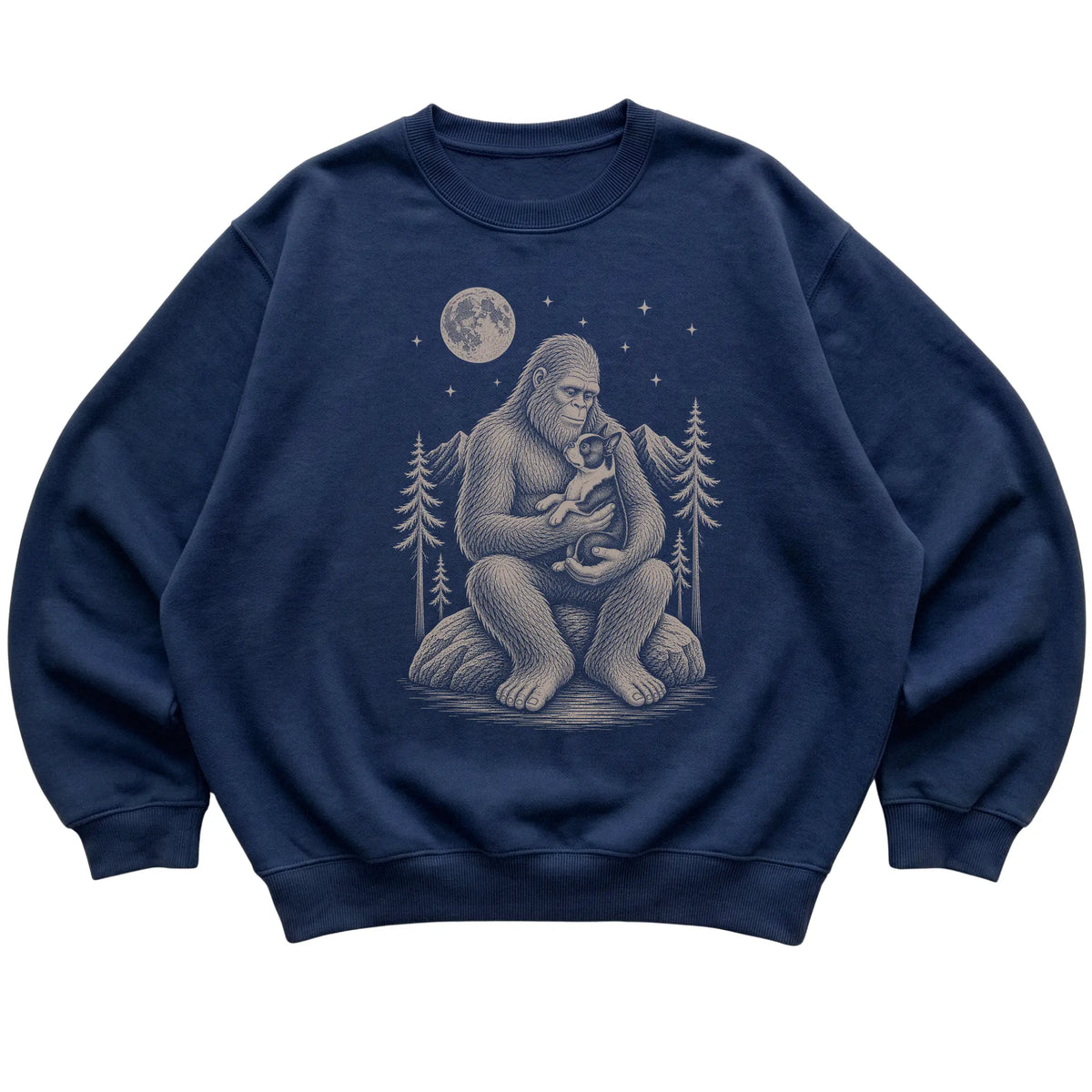 Bigfoot and Boston Terrier Sweatshirt in Navy
