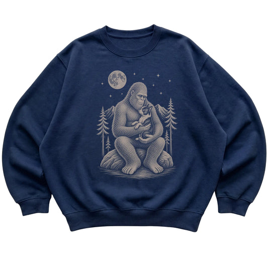 Bigfoot and Boston Terrier Sweatshirt in Navy