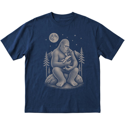 Bigfoot and Boston Terrier T-Shirt in Navy