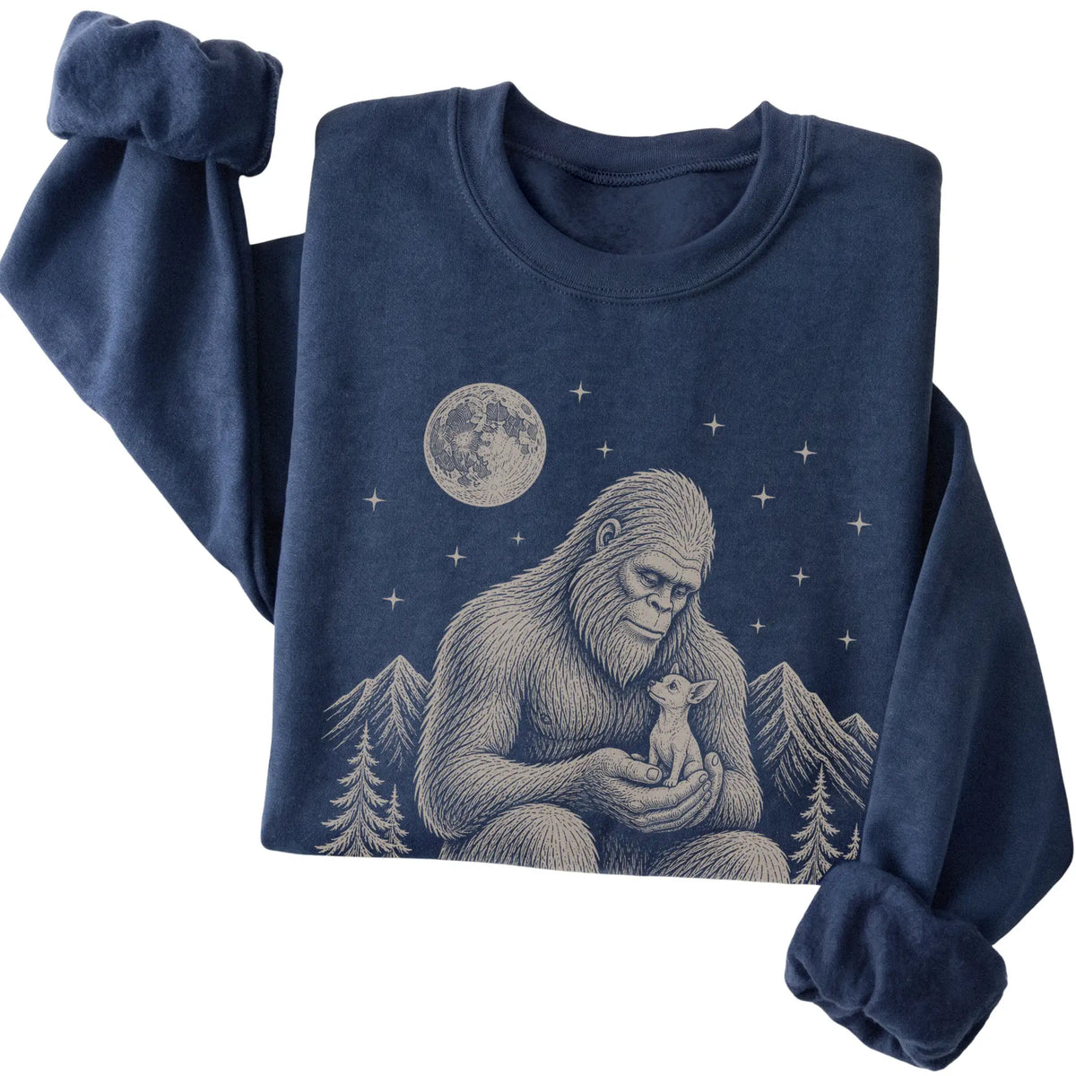 Folded Bigfoot and Chihuahua Sweatshirt in Navy
