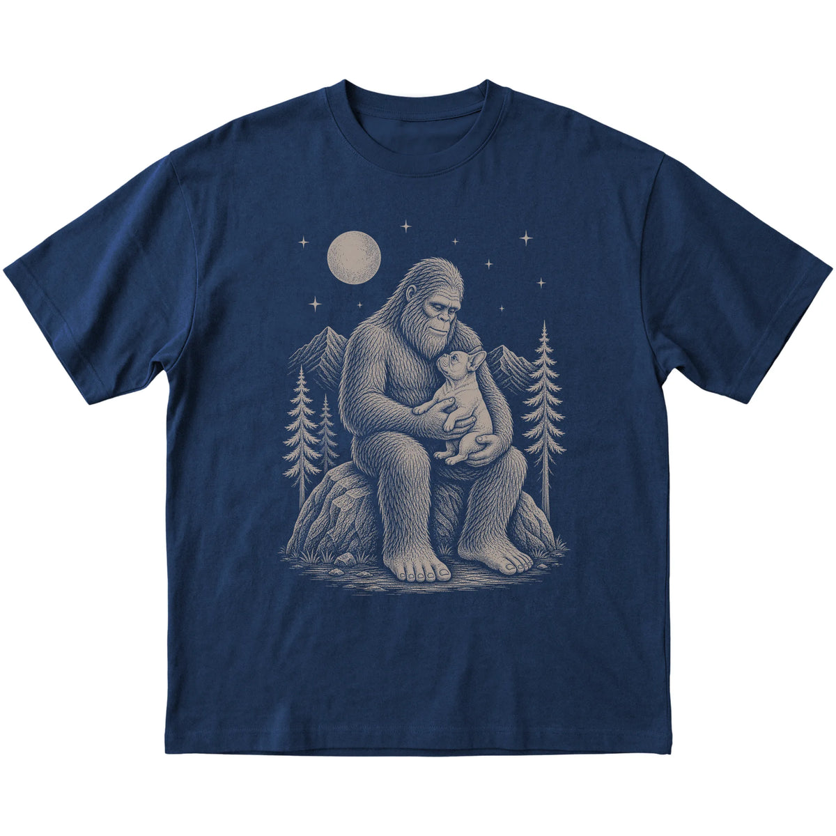 Bigfoot and Frenchie T-Shirt in Navy