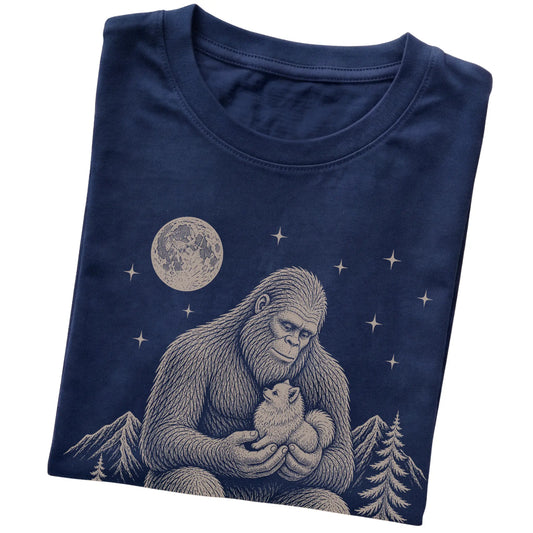 Folded Bigfoot and Pomeranian T-Shirt in Navy