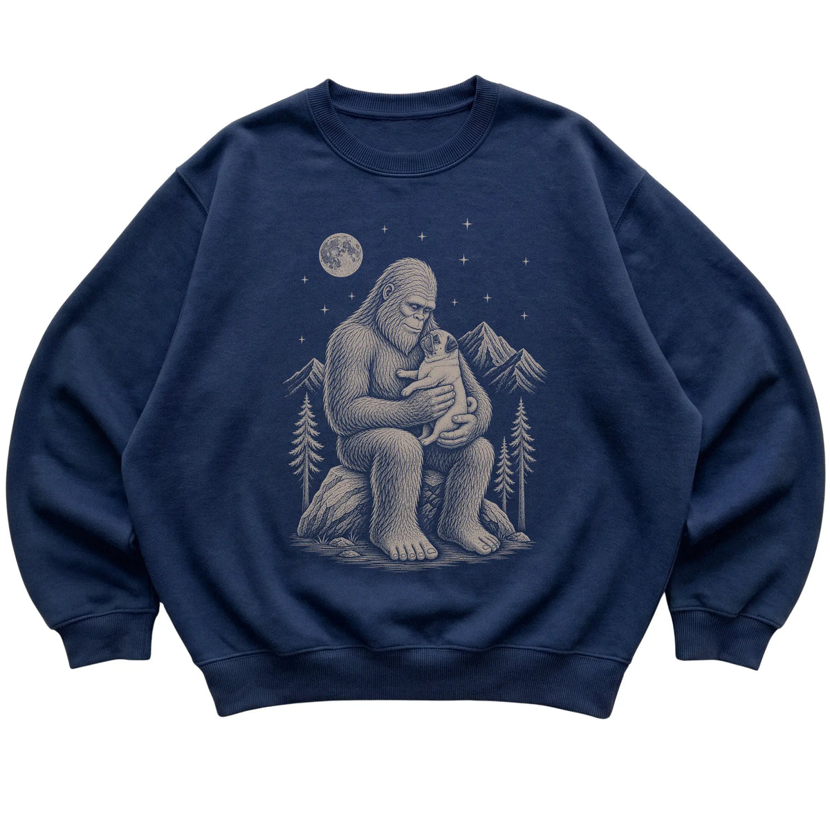 Bigfoot and Pug Sweatshirt in Navy