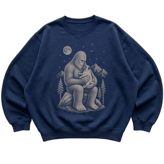 Bigfoot and Pug Sweatshirt in Navy