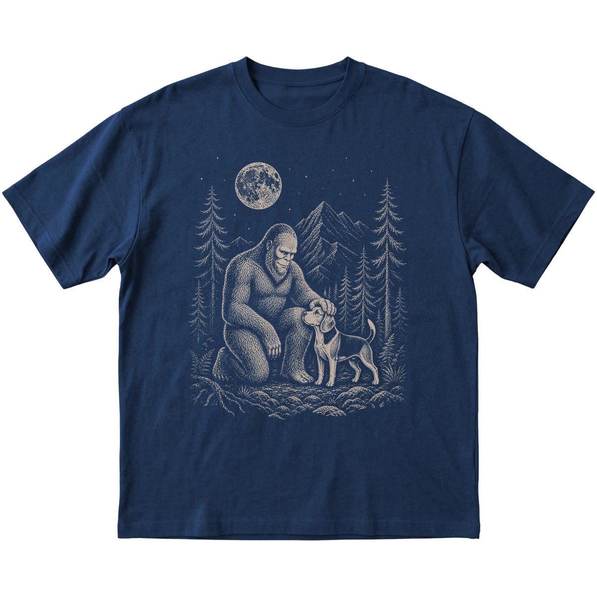 Beagle and Bigfoot T-Shirt in Navy