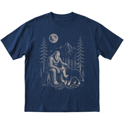Bernese Mountain Dog and Bigfoot T-Shirt in Navy