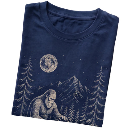 Folded Bernese Mountain Dog and Bigfoot T-Shirt in Navy