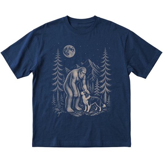 Border Collie and Bigfoot T-Shirt in Navy