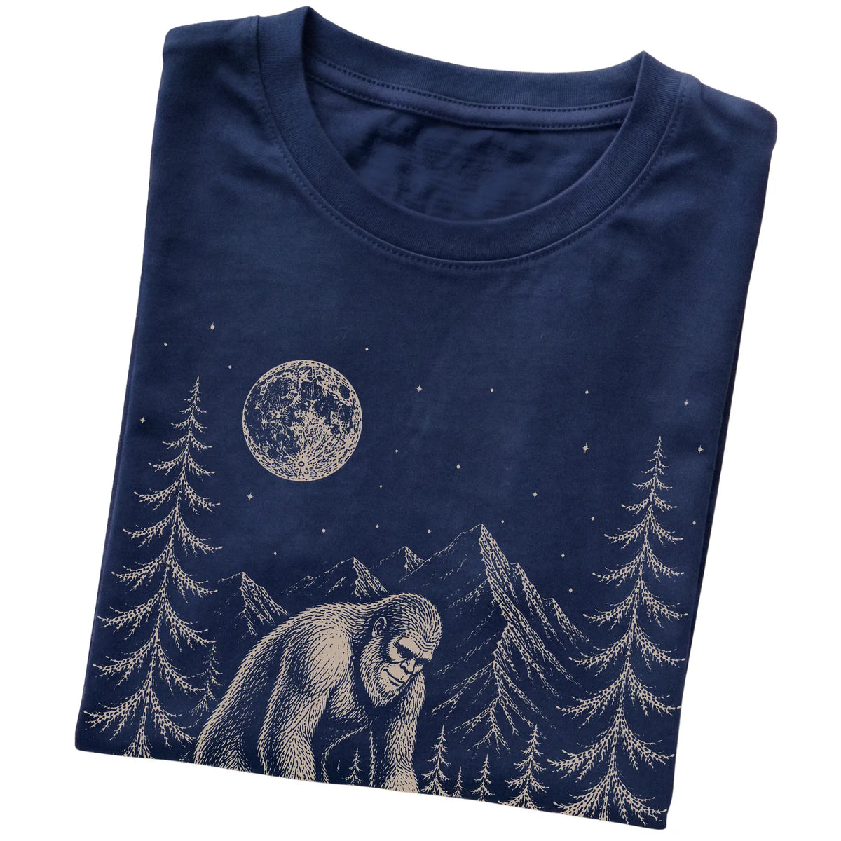 Folded Border Collie and Bigfoot T-Shirt in Navy