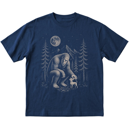 Chihuahua and Bigfoot T-Shirt in Navy