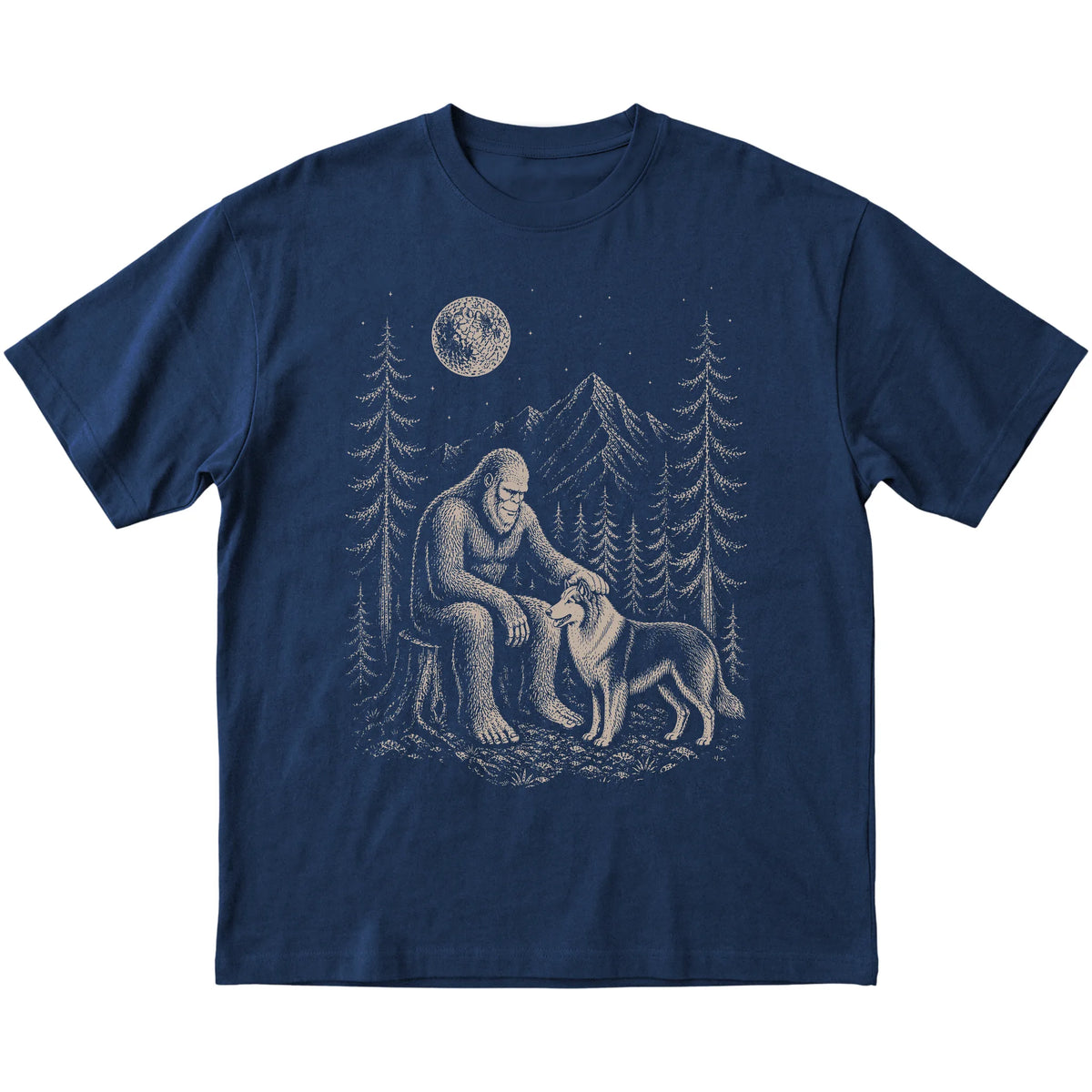 Collie and Bigfoot T-Shirt in Navy