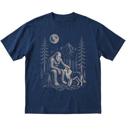 Collie and Bigfoot T-Shirt in Navy