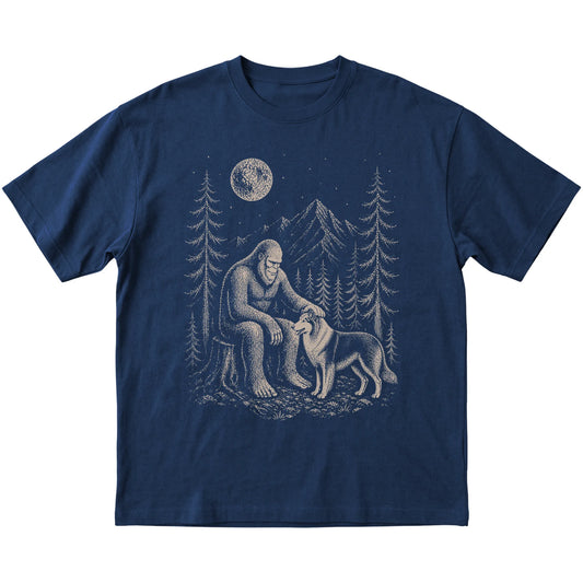 Collie and Bigfoot T-Shirt in Navy