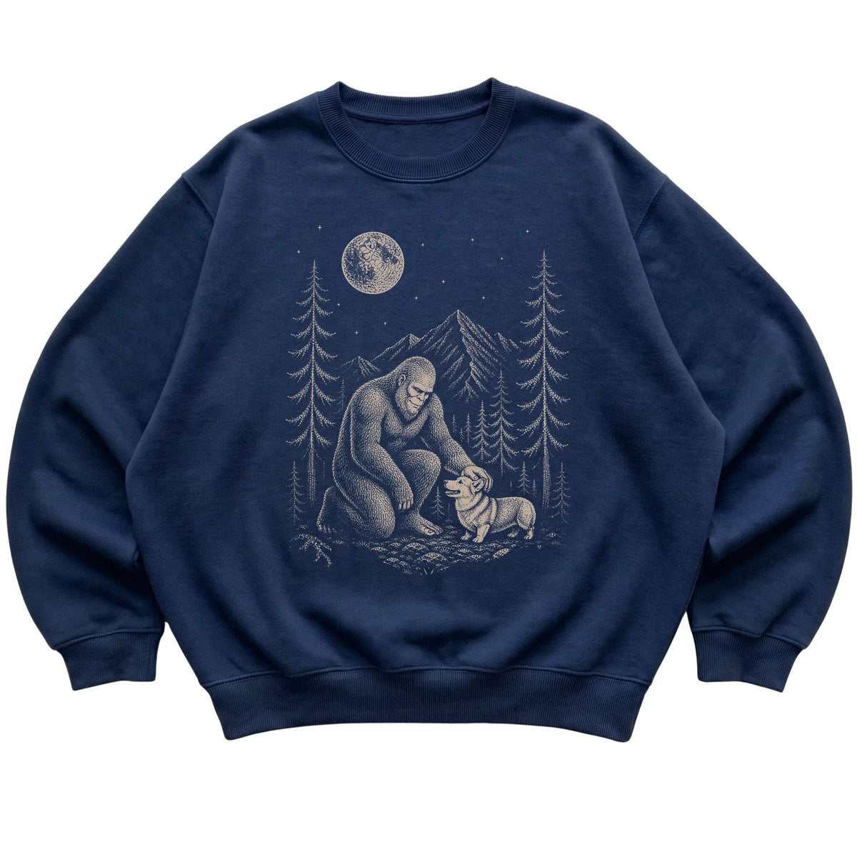 Corgi and Bigfoot Sweatshirt in Navy