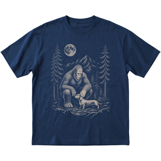 Dachshund and Bigfoot T-Shirt in Navy