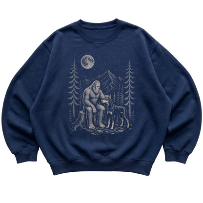 Doberman and Bigfoot Sweatshirt in Navy