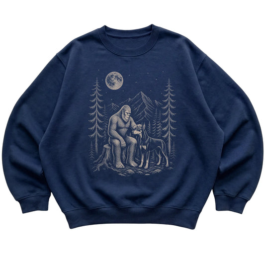 Doberman and Bigfoot Sweatshirt in Navy