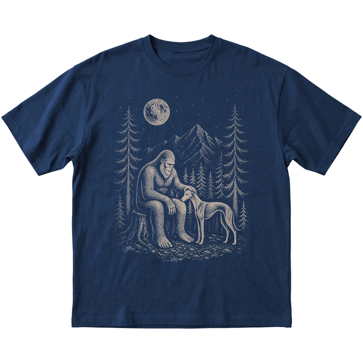 Greyhound and Bigfoot T-Shirt in Navy