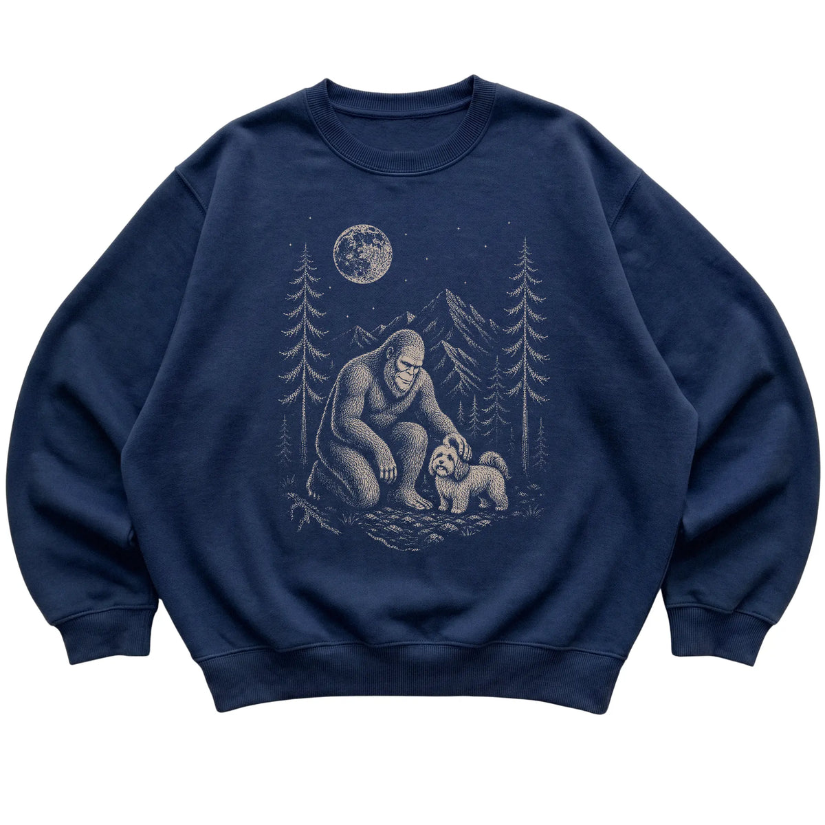 Havanese and Bigfoot Sweatshirt in Navy