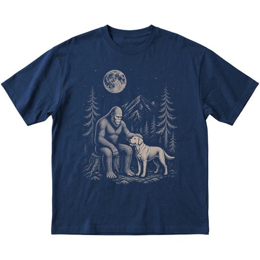 Labrador Retriever and Bigfoot T-Shirt in Navy