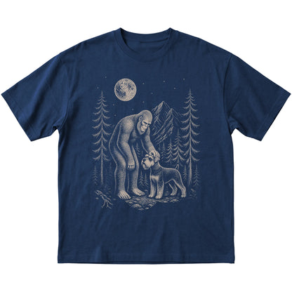 Schnauzer and Bigfoot T-Shirt in Navy