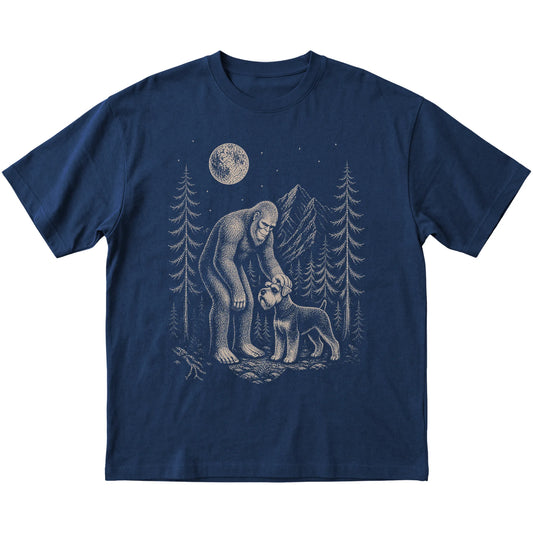 Schnauzer and Bigfoot T-Shirt in Navy