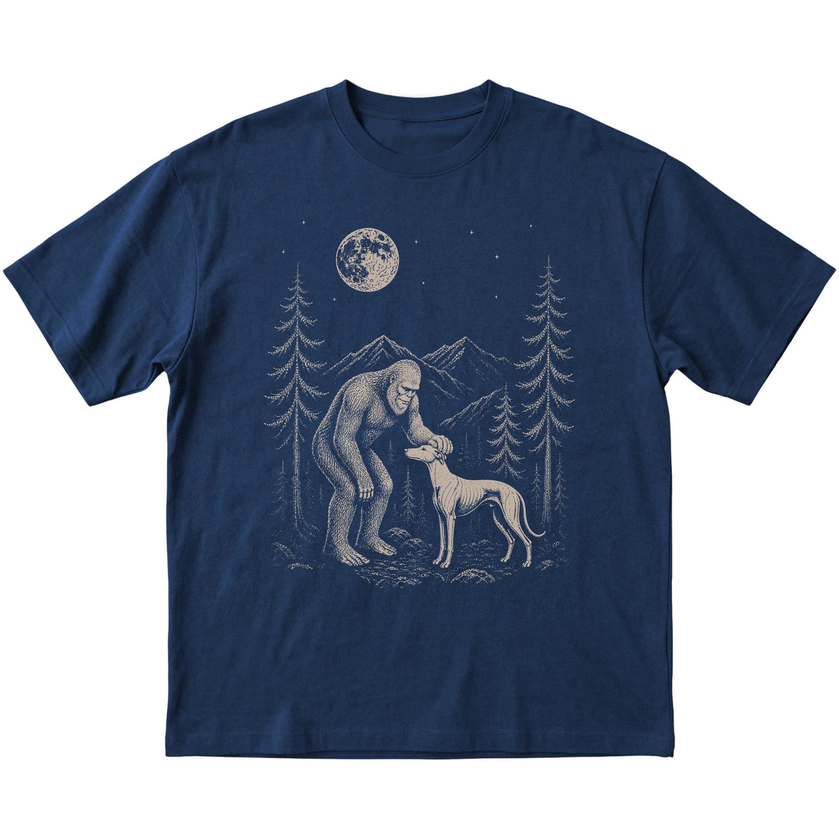 Whippet and Bigfoot T-Shirt in Navy
